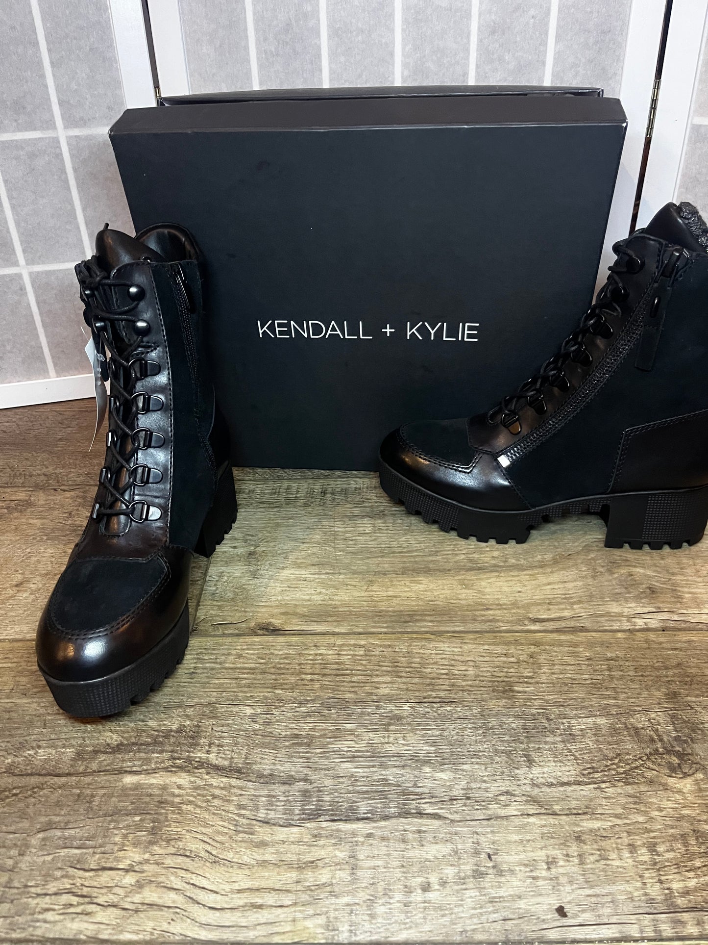 Kendall+Kylie Black Chunky Ankle Boots