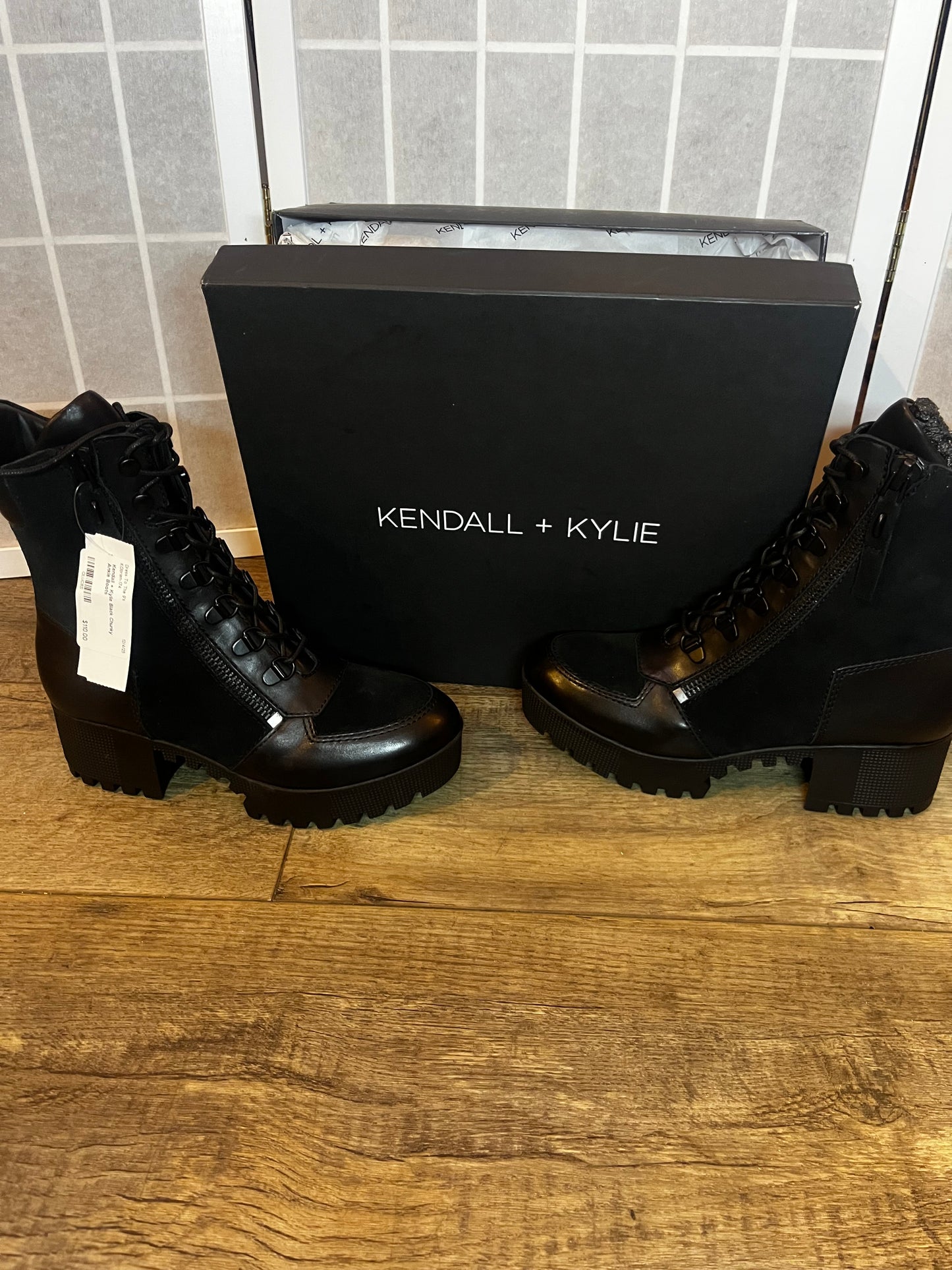 Kendall+Kylie Black Chunky Ankle Boots