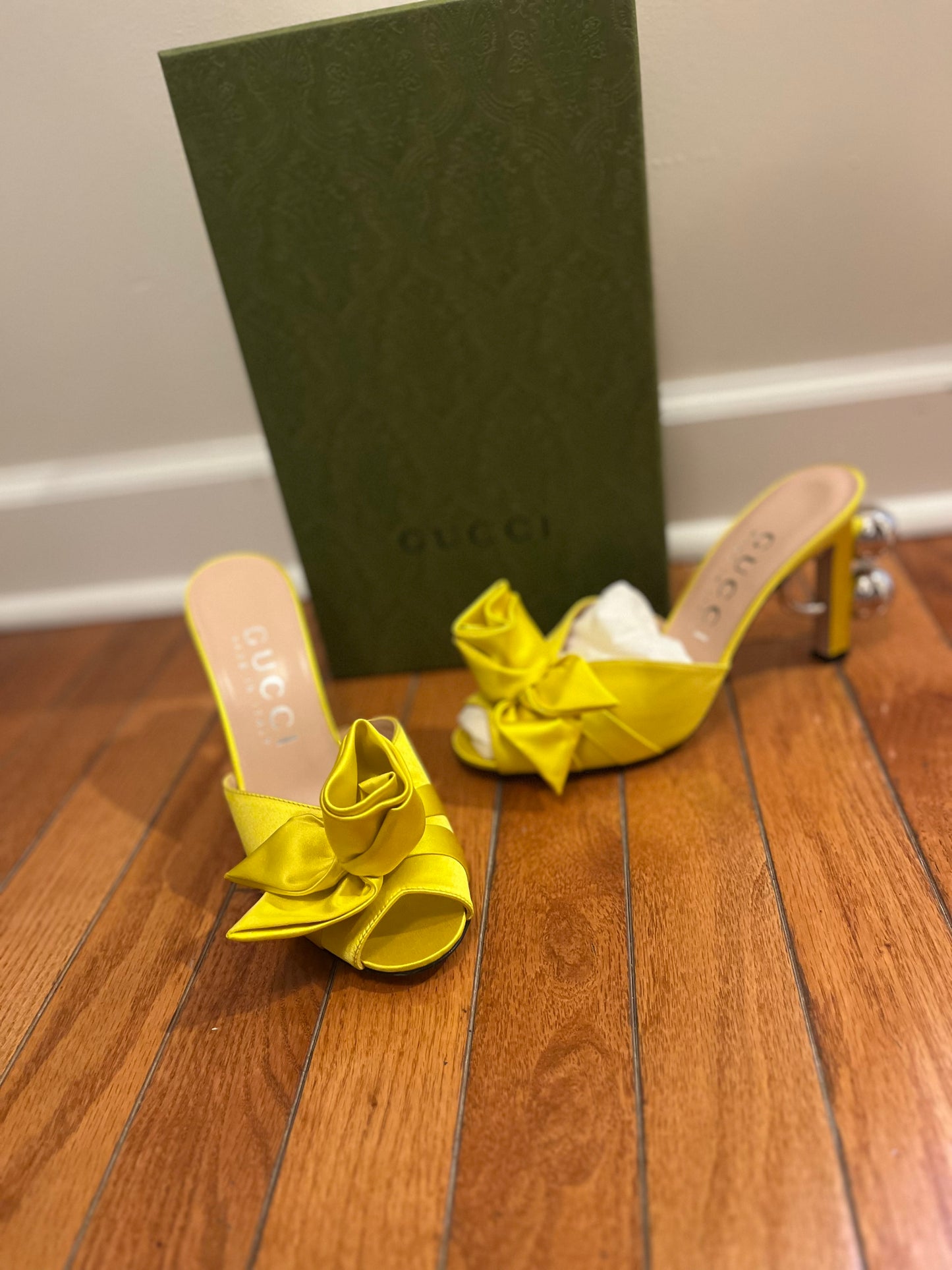 Yellow Satin Sandal GUCCI